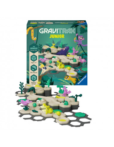 Ravensburger - Gravitrax Junior - Starter Set My Jungle 100 pièces - Circuit de billes - Jeu de construction créatif -