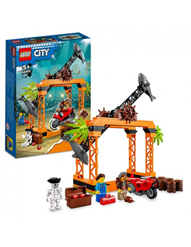 Lego 60342 City Stuntz Le Défi de Cascade : l’Attaque des Requins, Jouet Aventure de Moto Stunt pour Garçons et Filles