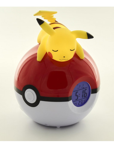 Pokémon- Pikachu réveil Lumineux Radio, Unique, 811354, Jaune, 12 x h15 x 11,5 cm