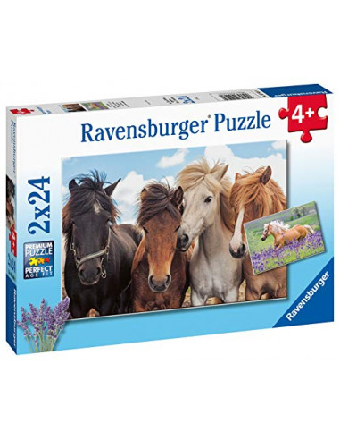 Ravensburger- Puzzles 2x24 pièces-l'amour des Chevaux Enfant, 4005556051489