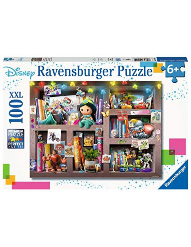 Ravensburger - Puzzle Enfant - Puzzle 100 p XXL - L'étagère du collectionneur Disney - Dès 6 ans - 10410