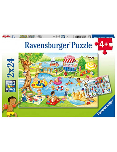 Ravensburger- Puzzles 2x24 pièces-Loisirs au lac Enfant, 4005556050574