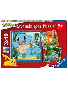 Puzzle 3x49 pièces - Salamèche, Bulbizarre et Carapuce - Pokémon