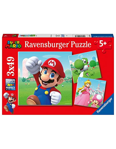 Ravensburger - Puzzle Enfant - Puzzles 3x49 p - Super Mario - Dès 5 ans - 05186