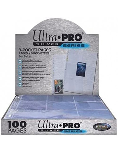 Ultra Pro : Silver Series - Feuilles de Classeur | Accessoire Cartes à Collectionner | 100 Pages | 9 Pochettes |