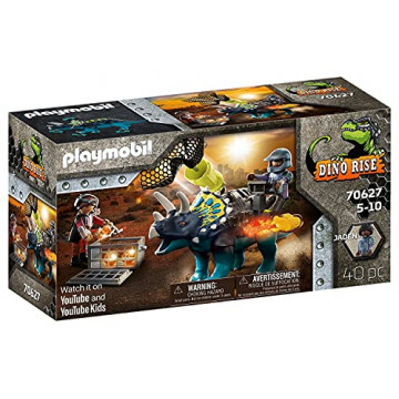 Playmobil - Dino Rise - Triceratops et Soldats - Accessoires Inclus - 70627