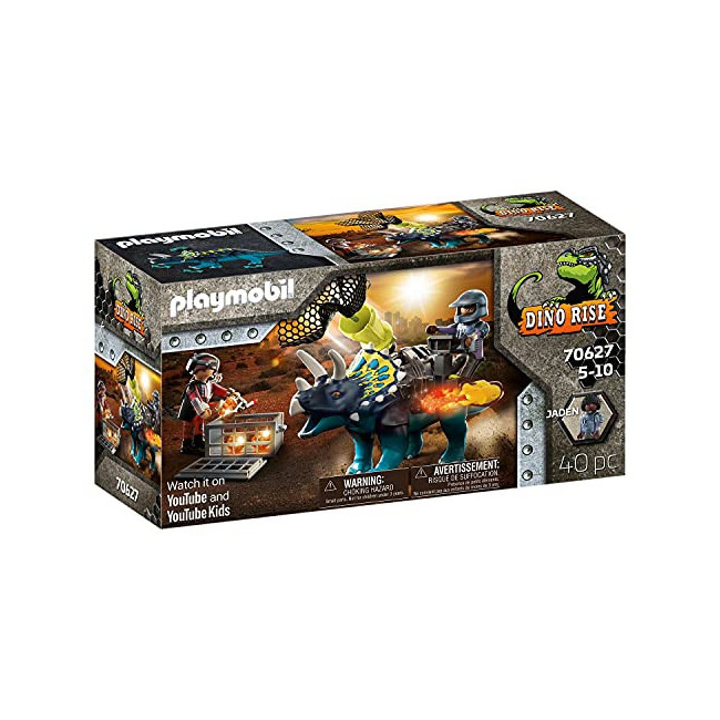 Playmobil - Dino Rise - Triceratops et Soldats - Accessoires Inclus - 70627