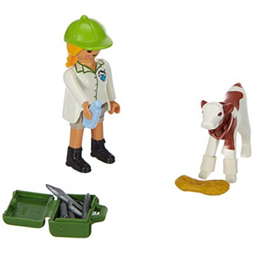 Playmobil Vétérinaire et Veau, Coffre de Figurine 70252 Coloré