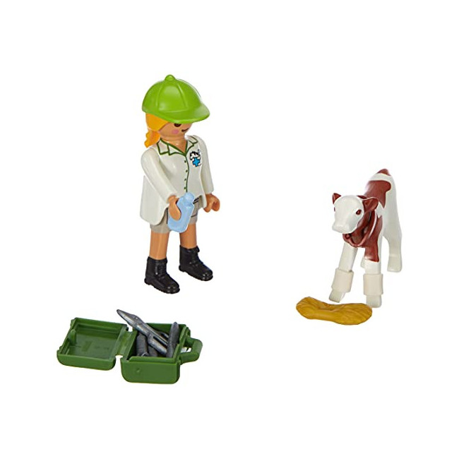 Playmobil Vétérinaire et Veau, Coffre de Figurine 70252 Coloré
