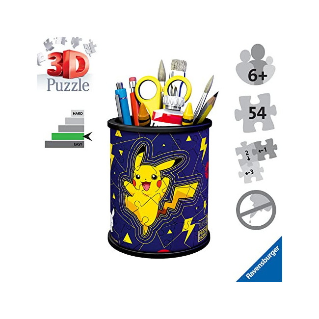 Ravensburger- Puzzle 3D 54 pièces Pot à Crayons-Pokémon Enfant, 4005556112579, Standard