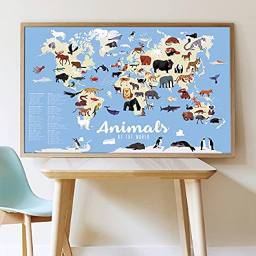 Poppik Kit d'autocollants découvertes animaux du monde – à partir de 5 ans – Kit de posters éducatifs amusants pour enfants
