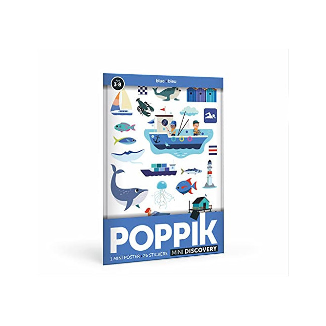 Poppik Mini d'autocollants découverte Bleu à partir de 3 Ans Kit de Posters Amusants et éducatifs pour Enfants, MIN008