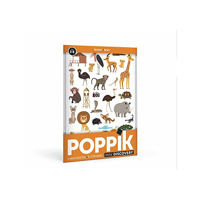 Poppik Mini d'autocollants découverte Marron à partir de 3 Ans Kit de Posters Amusants et éducatifs pour Enfants, MIN010