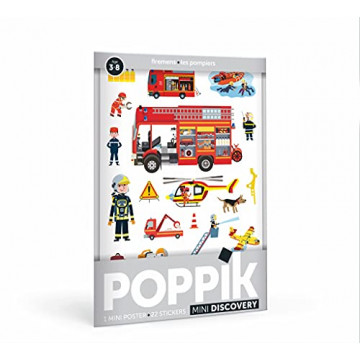 Poppik Mini d'autocollants découverte Pompier – à partir de 3 Ans - Kit de Posters Amusants et éducatifs