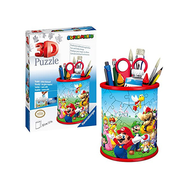 Ravensburger- Puzzle 3D 54 pièces Pot à Crayons-Super Mario Brothers Enfant, 4005556112555