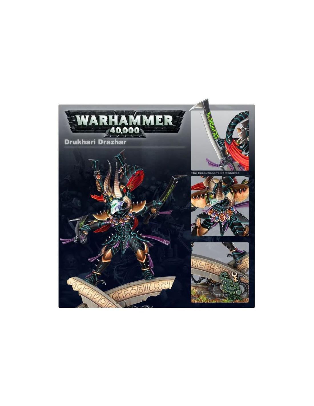 Figurine Warhammer 40k Drukhari Drazhar - Maître Des Lames, 16 Pièces, Socle 40mm, Pour Collection Et Jeu