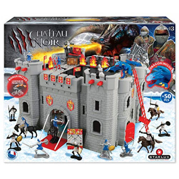STARLUX – Château Fort le Château Noir avec Chevaliers Soldats Dragon et Accessoires – Dès 3 ans – Fabriqué en Europe