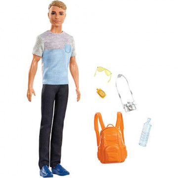 Barbie Voyage - Poupée Ken aux cheveux châtains avec 5 accessoires