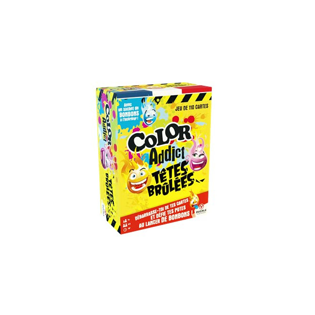 Color Addict Têtes Brûlées - Jeu de Cartes Ambiance & Rapidité - avec Bonbons Têtes Brûlées - Jeu de société Enfant &