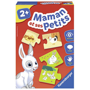 Ravensburger - Jeu Educatif - Maman et ses petits - Découverte des animaux - Premier jeu d'association - Puzzle enfant