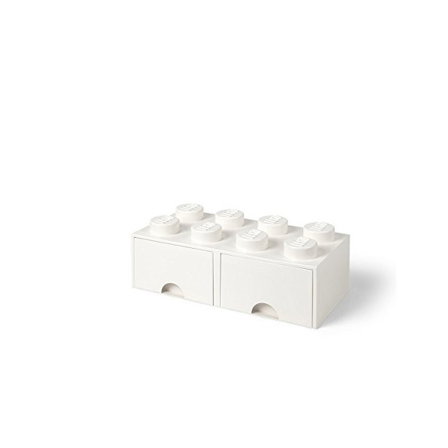 Lego 40061735-A brique 8 boutons, 2 tiroirs, boîte de rangement empilable, 9.4 l, Blanc, Plastique, 8 plots