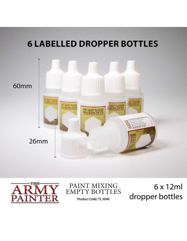 The Army Painter | Paint Mixing Empty Bottles For Acrylic Paint | 6 Flacons Compte Gouttes Vides De 12 M L Pour Mélange 