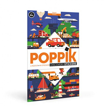 Poppik Discovery Sticker Vroom Véhicules à partir de 4 Ans Kit d'affiches éducatives Amusant