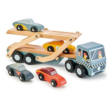 Tender Leaf Toys Transporteur de voiture – Cadeau de jeu imaginatif pour les enfants encourager le développement social