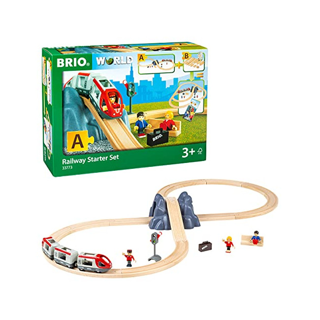 Brio World - 33773 - Circuit en 8 Voyageurs - Coffret complet de 26 pièces avec tunnel et pont - Circuit de train en