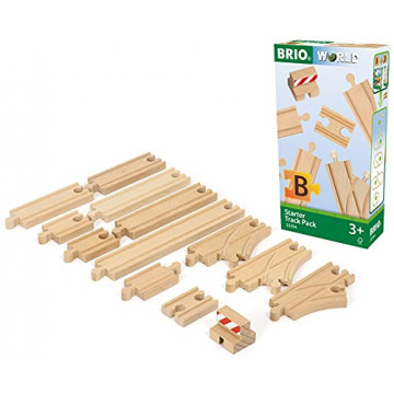 BRIO World - Coffret de Démarrage 13 Rails - Pack B - Accessoire pour circuit de train en bois