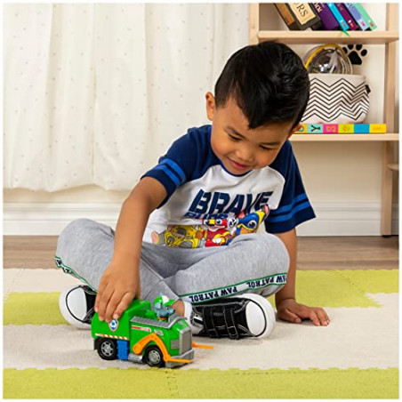 La Pat' Patrouille – Véhicule + Figurine Rocky (15 Cm) – Camion Recyclage Avec Fourche Fonctionnelle – Dès 3 Ans