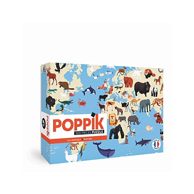 Poppik Puz09 Puzzle éducatif pour Enfants de 7 Ans et Plus 500 pièces Animaux