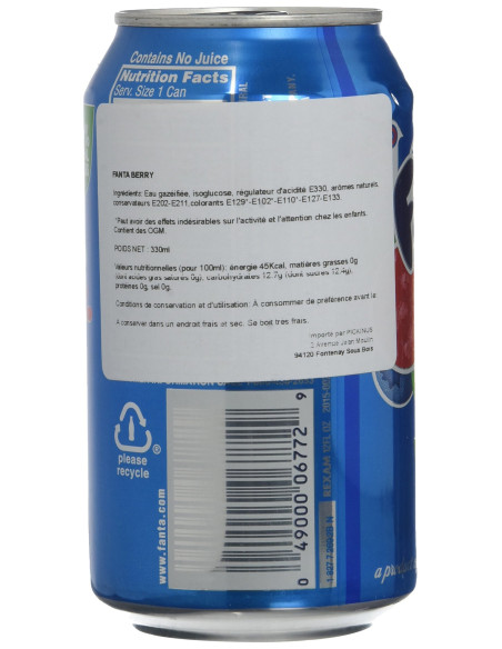 Fanta Myrtille Boisson Gazeuse 350 G   Lot De 8 