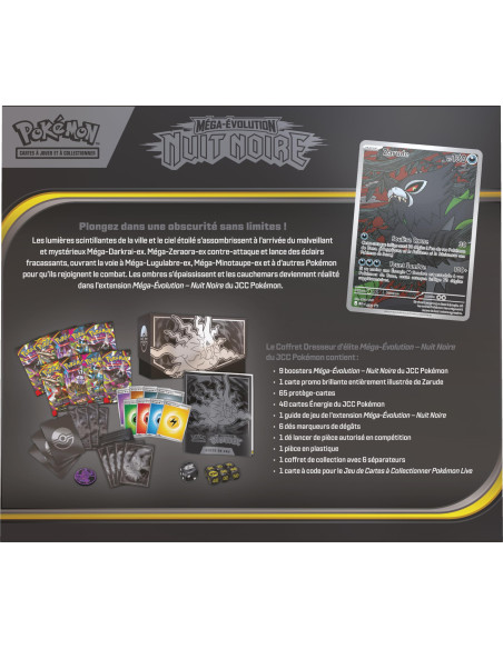 Pokémon: Coffret Dresseur D’élite Méga évolution– Nuit Noire (1 Carte Promo Entièrement Illustrée, 9boosters Et Des 