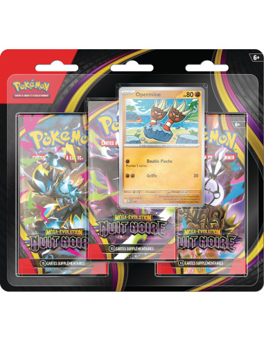 Pokémon: Blister De Trois Boosters Méga évolution– Nuit Noire (1 Carte Promo Brillante Et 3boosters) 