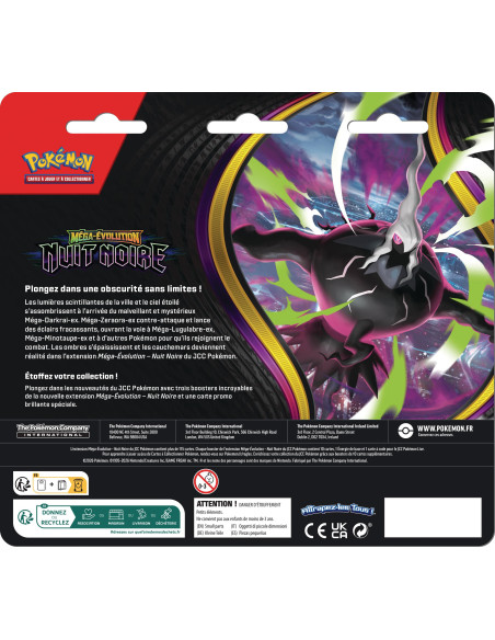 Pokémon: Blister De Trois Boosters Méga évolution– Nuit Noire (1 Carte Promo Brillante Et 3boosters) 