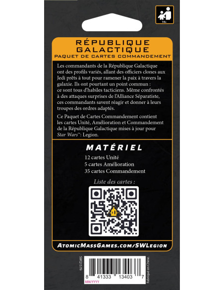 Asmodee   Star Wars: Legion – Galactic Republic (Command Card Pack) 