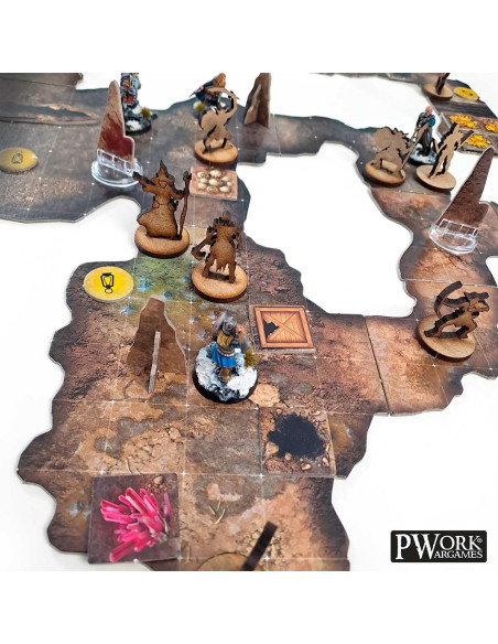 Pwork Wargames The Cave   Rpg Modular Map Tiles   Double Face Cardboard Tiles 