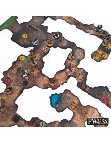 Pwork Wargames The Cave   Rpg Modular Map Tiles   Double Face Cardboard Tiles 