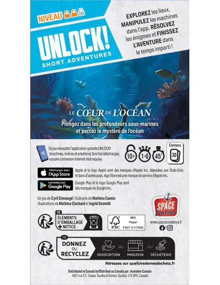 Asmodee   Unlock! Short Adventures   Le Cœur De L'océan  Space Cowboys 