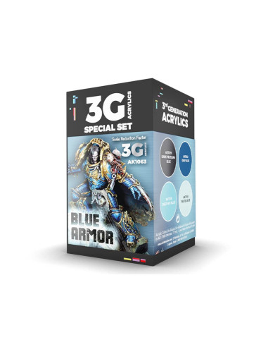 Ak Acrylics 3 Gen Wargame Set Ak1063 Blue Armor (4x17ml) 