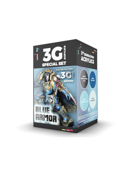 Ak Acrylics 3 Gen Wargame Set Ak1063 Blue Armor (4x17ml) 
