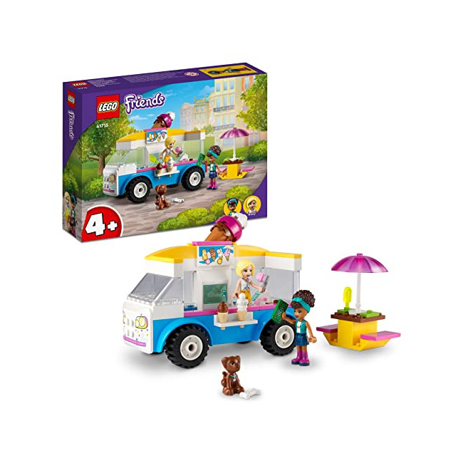 Lego 41715 Friends Le Camion de Glaces, Jouet à Construire avec Figurines Chien, Véhicule et Mini-Poupées Dash et