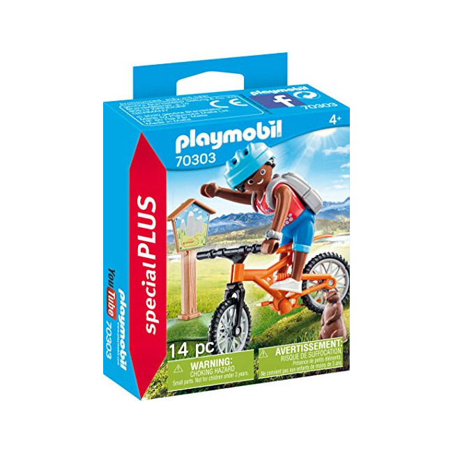 Playmobil Cycliste avec marmotte Multicolor 70303