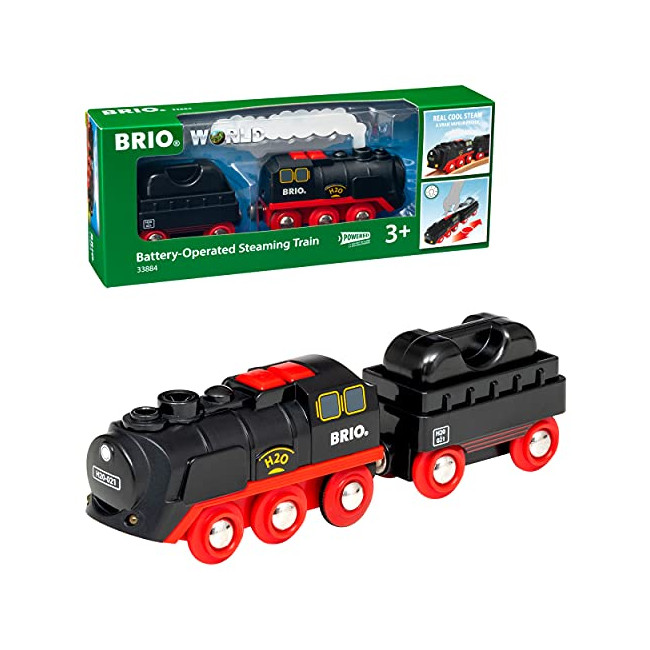 Brio World - 33884 - Locomotive à Piles à Vapeur - Train électrique émettant de la Vraie Vapeur - pour Circuit de Train