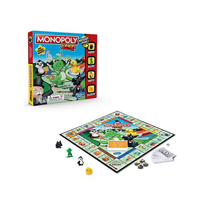 Monopoly Junior, Jeu de Societe pour Enfants, Jeu de Plateau, Version Francaise