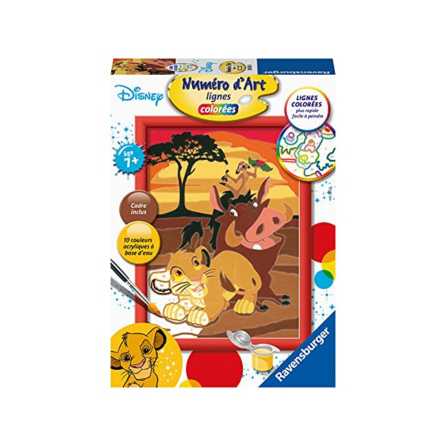 Ravensburger – Numéro d’Art petit format – Le Roi Lion – Disney – Loisir créatif – Kit de peinture par numéros –