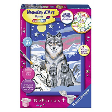 Numéro d’Art - Petit format – Famille de loups – Kit de peinture par numéros