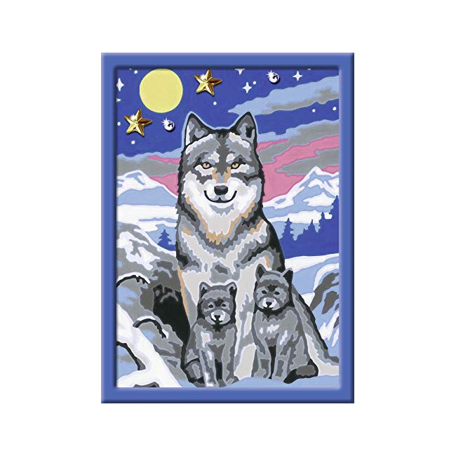 Numéro d'Art - Petit format – Famille de loups – Kit de peinture par numéros