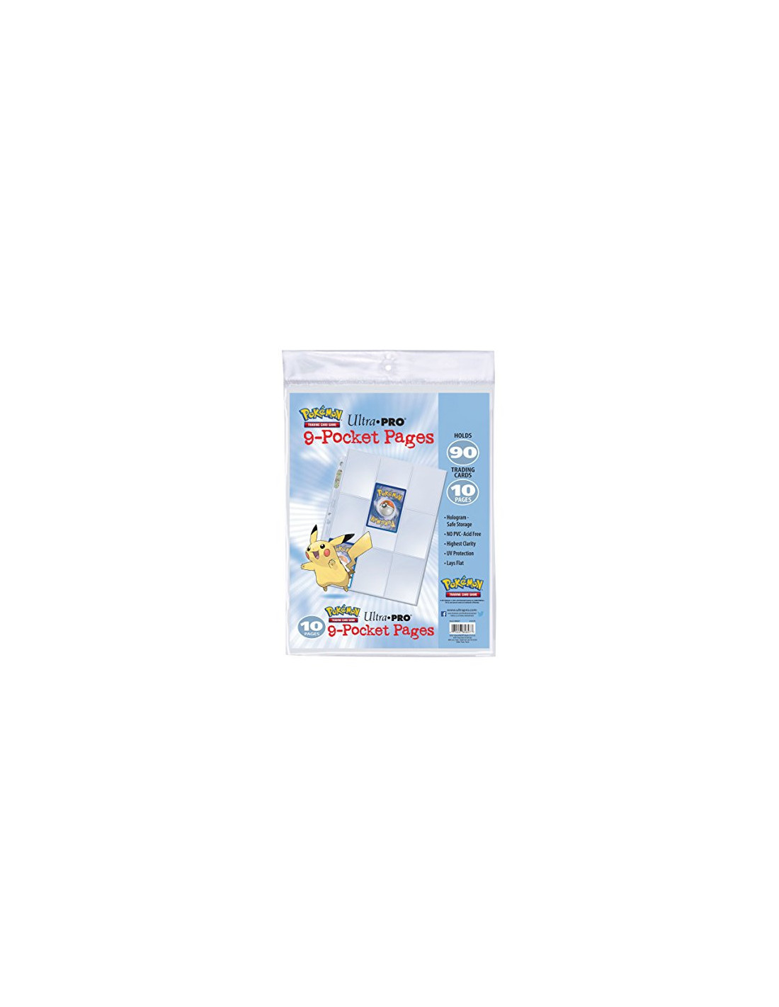 Pokémon - Feuilles de classeur - 10 pages de 9 pochettes - Capacité de 180  cartes